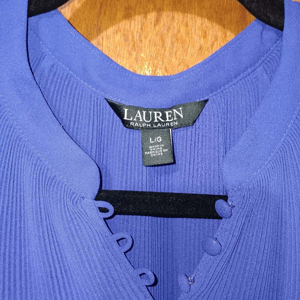 Lauren By Ralph Lauren Purple Pleated Georgette Blouse - Picture 3 of 4